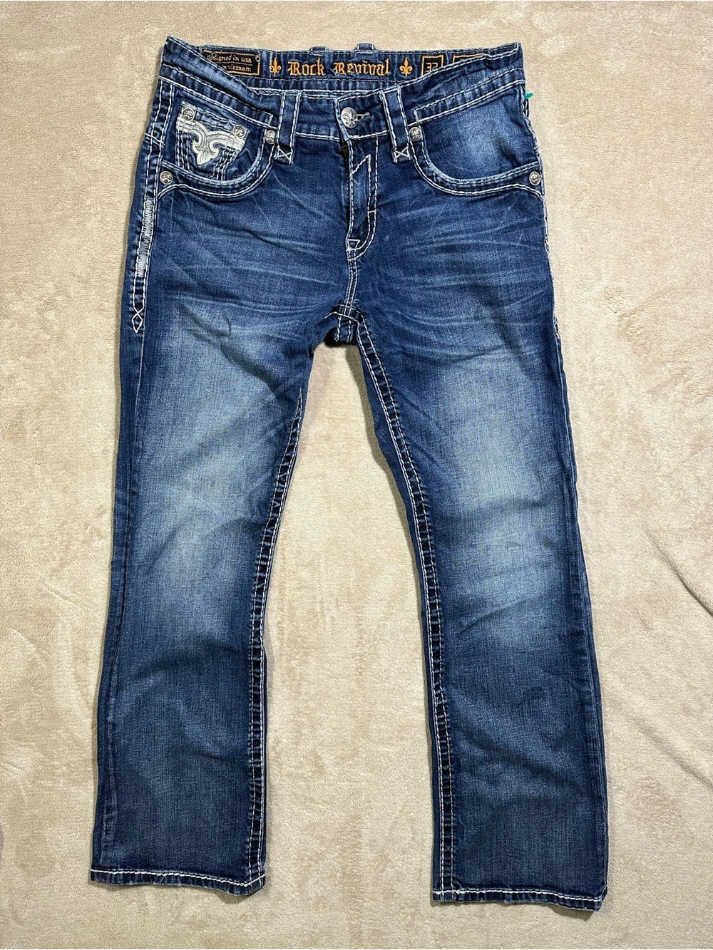 Rock Revival Earlim Boot Men’s Jeans Size 32 Embroidered Bootcut Y2K